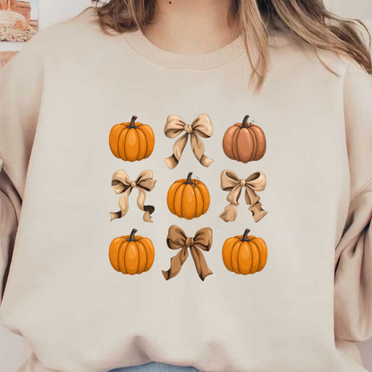 ¡Una divertida colección de calabazas y lazos decorativos, perfecta para celebrar el otoño y las vibraciones de Halloween!