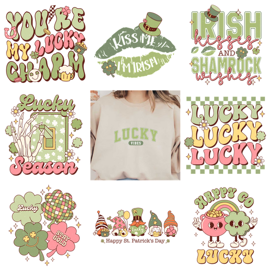 Lucky Vibes Lucky Rainbow Lucky Kiss kisses, different designs of Lucky.DTF Transfers