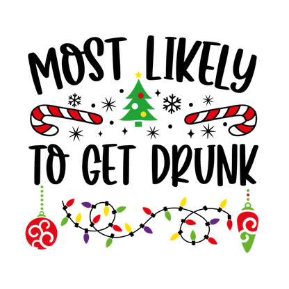 A festive illustration featuring candy canes, a decorated Christmas tree, and cheerful ornaments, perfect for holiday spirit!DTF Transfers dtf transfers dtf prints