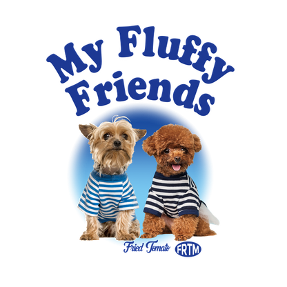 Adorables perros con elegantes camisetas a rayas que muestran su amistad con el alegre texto "Mis peludos amigos". ¡Perfectos para los amantes de las mascotas!