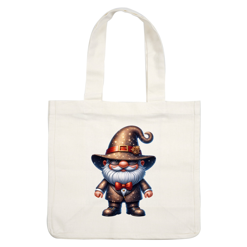 Meet this charming gnome dressed as a wizard, complete with a starry hat, stylish bow tie, and sparkling attire! heat press transfers