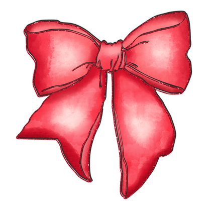 A vibrant red ribbon bow, featuring soft, flowing edges and a classic design, perfect for gifts or decorations.DTF Transfers