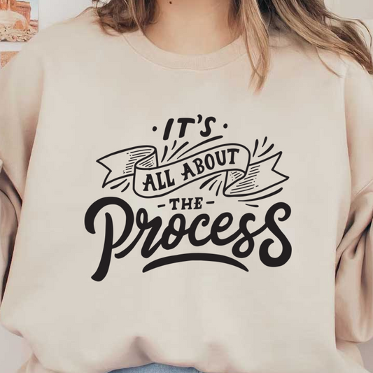 Un diseño motivador y artístico que presenta la frase “Todo es cuestión del proceso” en una fuente elegante escrita a mano.