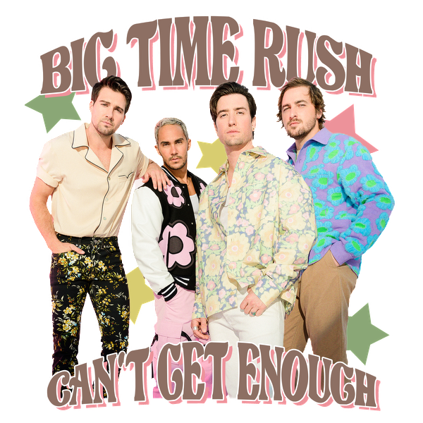 Big Time Rush showcases their vibrant style and energetic vibe in this colorful promotional image for "Can't Get Enough."DTF Transfersdtf regular iron