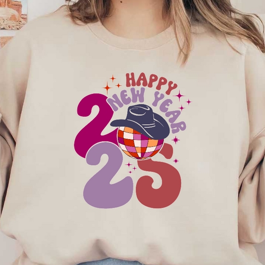 Celebrate the New Year 2023 with a vibrant, festive design featuring bold numbers, a disco ball, and a stylish hat!DTF Transfers