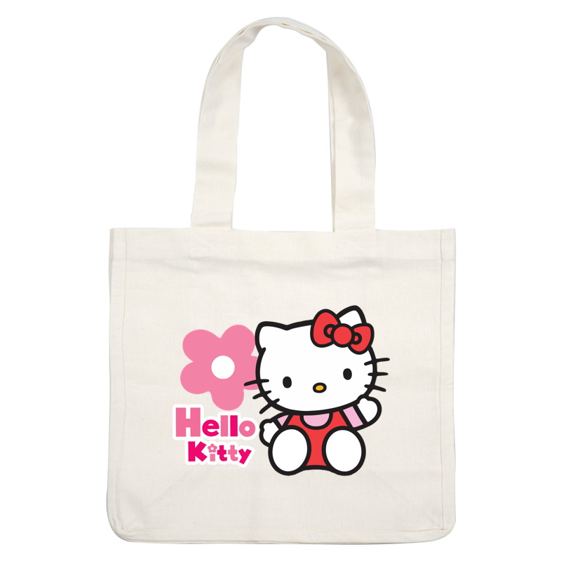 Meet Hello Kitty, the adorable white cat character with a signature red bow, accompanied by a cheerful flower and playful lettering!DTF Transfers