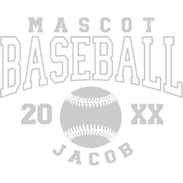 Personalized baseball-themed graphic featuring the name "Jacob," a baseball design, and the year "20XX."DTF Transfers heat press transfers