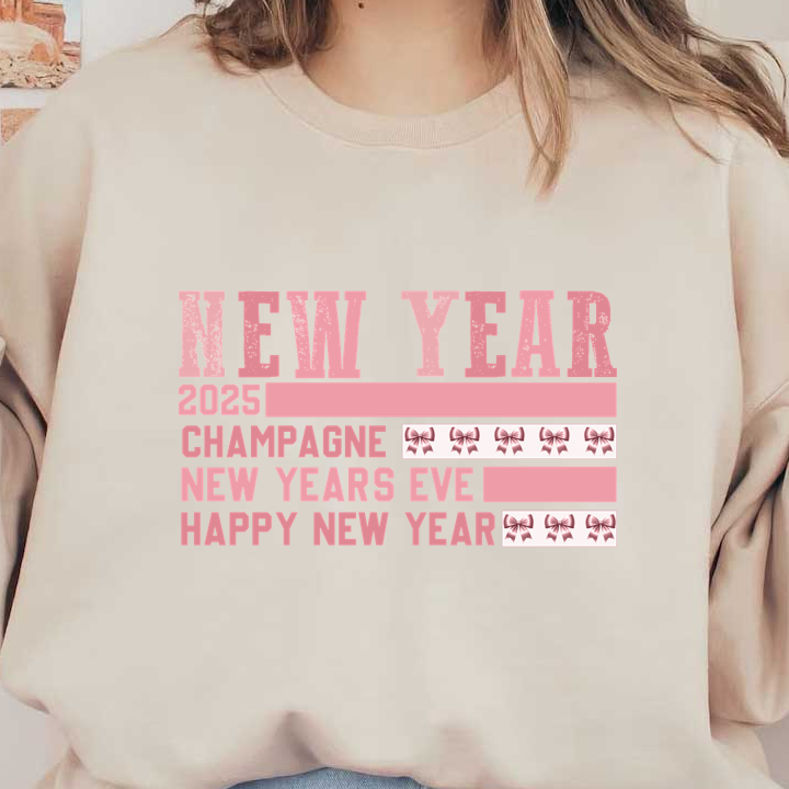 Celebrate New Year's Eve 2025 in style with champagne and pink-themed decorations! Happy New Year! 🎉🥂DTF Transfers heat press transfers