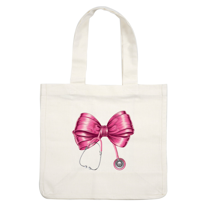 A playful pink bow intertwined with a stethoscope, combining elegance with a nod to the medical profession.DTF Transfers