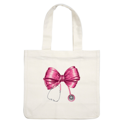 A playful pink bow intertwined with a stethoscope, combining elegance with a nod to the medical profession.DTF Transfers