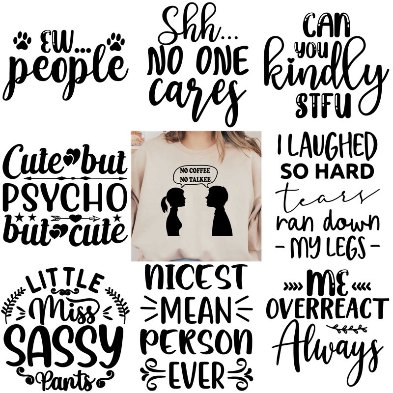 white round neck long sleeve cartoon letter print casual sweatshirtDTF Transfers