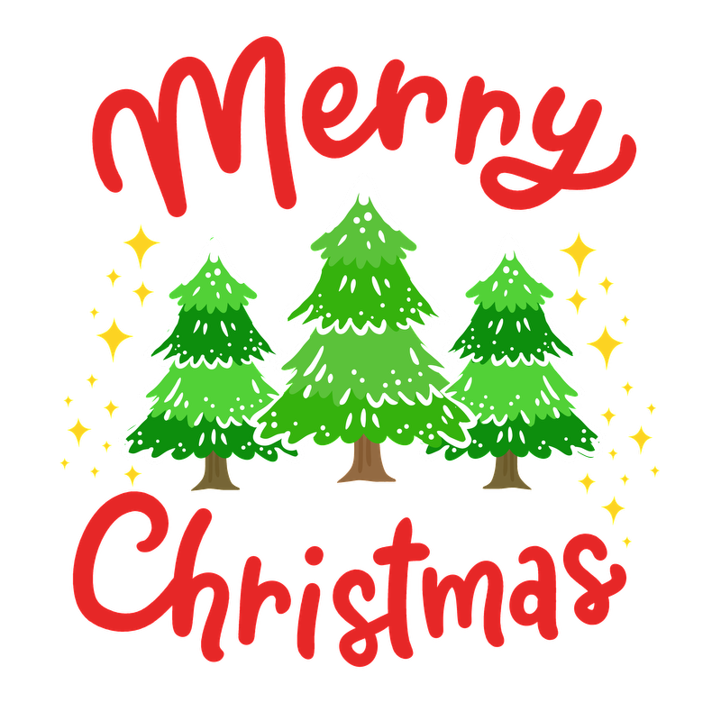 Celebrate the season with this cheerful "Merry Christmas" design featuring vibrant green trees and festive sparkles!DTF Transfers dtf prints