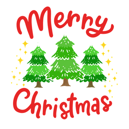 Celebrate the season with this cheerful "Merry Christmas" design featuring vibrant green trees and festive sparkles!DTF Transfers dtf prints