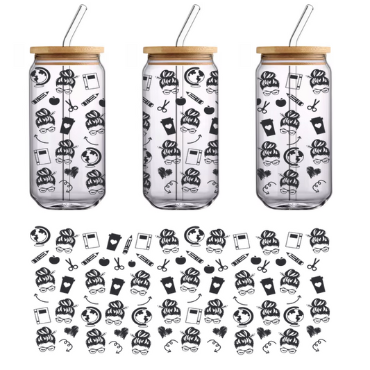 A playful pattern featuring various illustrated food items, including cupcakes, drinks, and utensils, all in a whimsical style.UV Transfersdtf regular iron