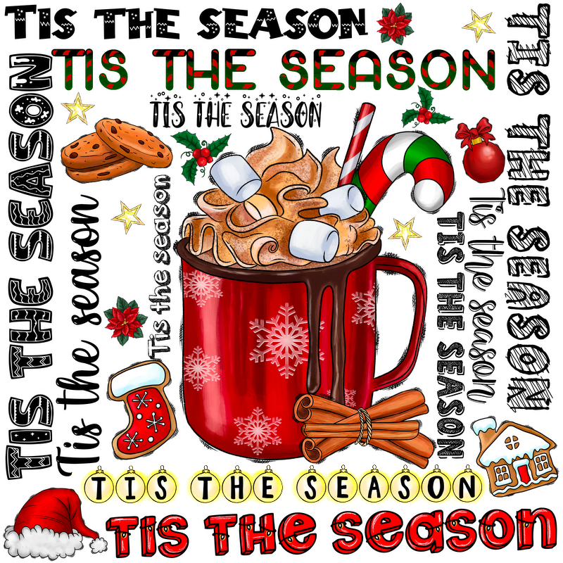 Celebrate the season with a festive hot chocolate topped with whipped cream and marshmallows, alongside cookies and cinnamon sticks!DTF Transfers dtf transfers dtf transfers