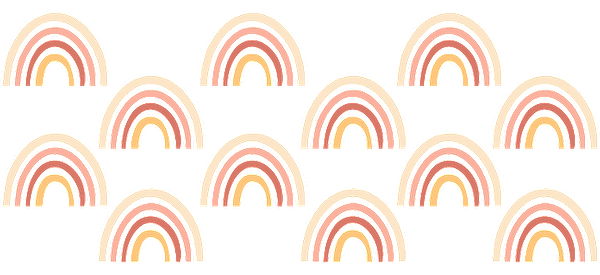 Rainbow wallpaper in soft pastel colors on a green background.UV Transfers