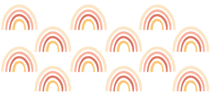 Rainbow wallpaper in soft pastel colors on a green background.UV Transfers