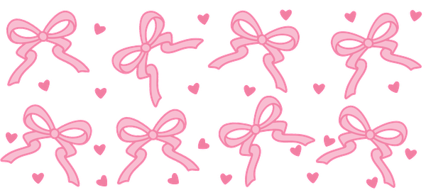 A charming pattern of pink bows surrounded by tiny hearts, perfect for adding a touch of sweetness to any design!UV Transfers heat press transfers