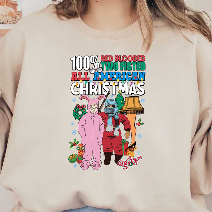 Celebrate the holidays with this vibrant "A Christmas Story" graphic tee featuring iconic characters ready for an All-American Christmas!DTF Transfers heat press transfers heat press transfers