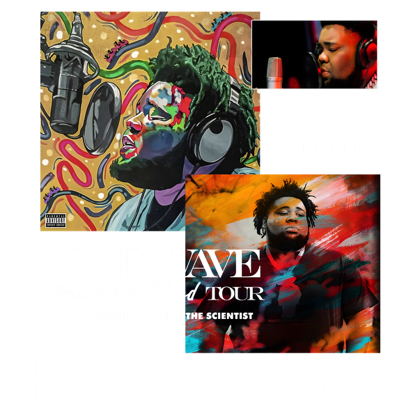 A vibrant collage featuring Rod Wave's "Beautiful Mind" album art, concert tour details, and an engaging performance image.DTF Transfersdtf regular iron