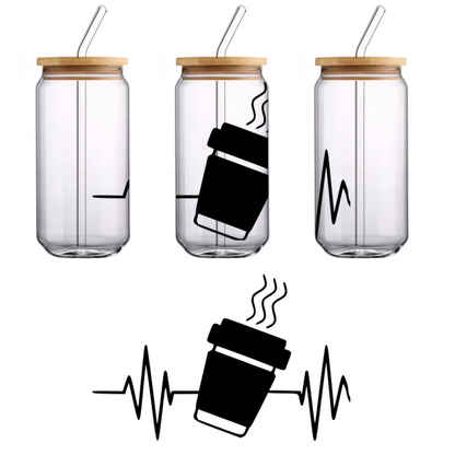 Una elegante silueta negra de un gato sentado con gracia, que captura un diseño minimalista y elegante. Transferencias UV