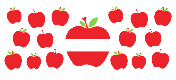 Sixteen pieces of lakey board in apple shape.UV Transfers