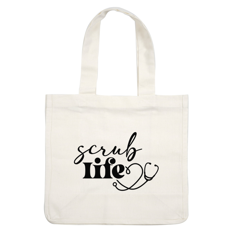 A stylish and heartfelt design featuring the phrase "scrub life" alongside a stethoscope, perfect for healthcare professionals.DTF Transfers