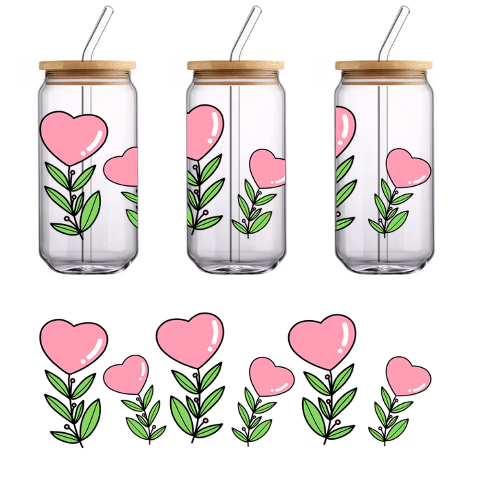 Whimsical and colorful t-shirt featuring a hearts and leaves motif.UV Transfers