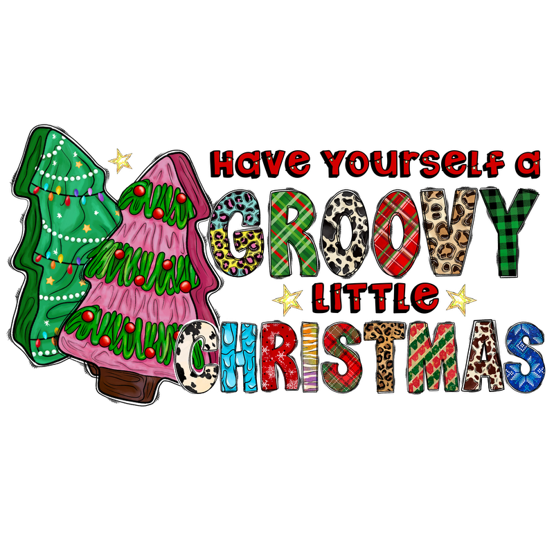 Celebrate the festive spirit with this vibrant and playful "Have Yourself a Groovy Little Christmas" design featuring colorful Christmas trees!DTF Transfers dtf prints