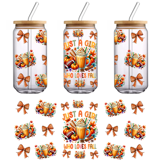 Vibrant Fall Design UV DTF Cup Wrap - Just a Girl Who Loves Fall | MakeDTF
