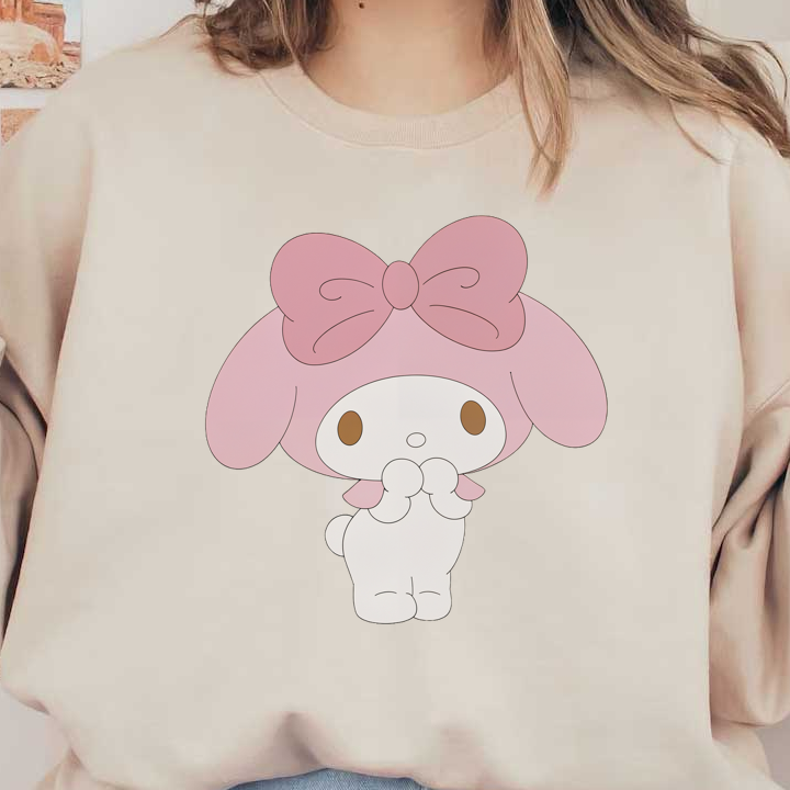 Adorable White Bunny with Pink Bow - DTF Transfers & Prints | MakeDTF