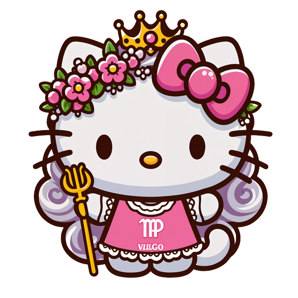 A charming illustration of a cute character with flowers, a crown, and a trident, dressed in a pink outfit.DTF Transfers dtf prints