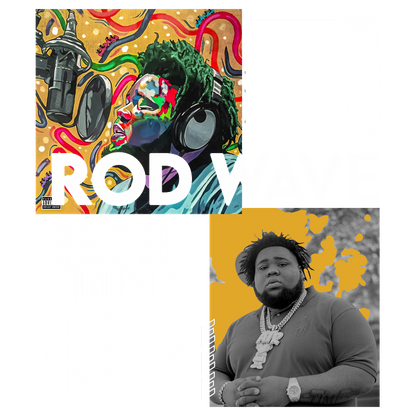 A vibrant collage celebrating Rod Wave's 2022 album "Beautiful Mind," featuring colorful art and dynamic textual elements.DTF Transfersdtf regular iron