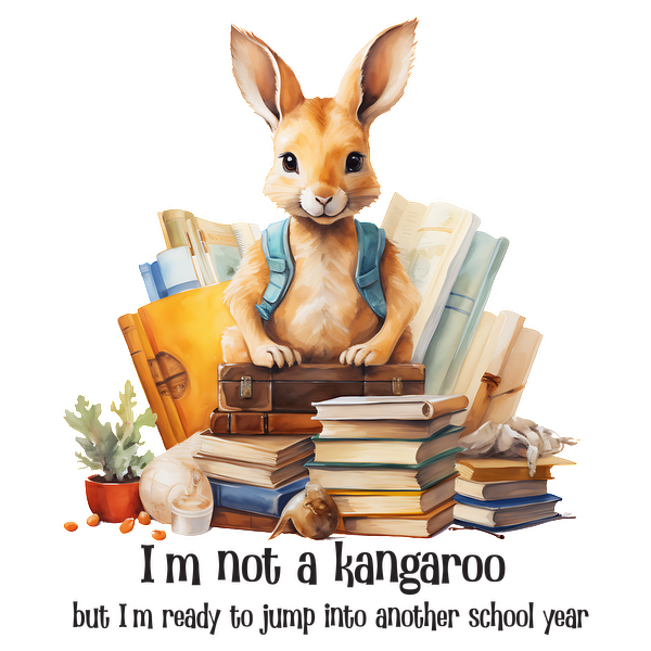 Un encantador conejo ilustrado listo para la aventura, rodeado de libros y un mensaje lúdico sobre el aprendizaje y la exploración.