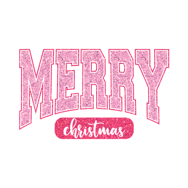 Sparkling pink text that reads "MERRY Christmas," perfect for festive holiday greetings and decorations.