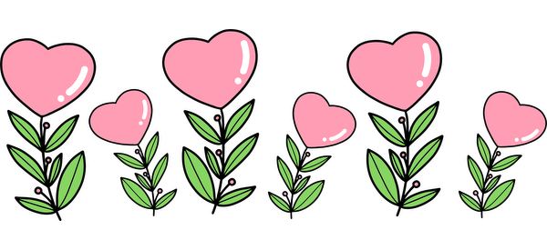 Whimsical and colorful t-shirt featuring a hearts and leaves motif.UV Transfers