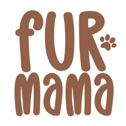 Un gráfico marrón divertido que declara orgullosamente "Fur Mama" y celebra a los dueños de mascotas con un lindo adorno con huellas de patas. Transferencias DTF