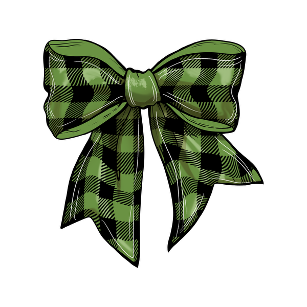 A stylish green plaid bow featuring a classic design, perfect for adding a festive touch to gifts or decorations. dtf prints