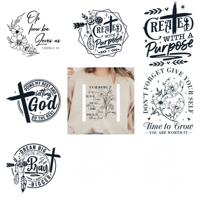 Black t-shirt with a motivational quote "You are beautiful and unique."DTF Transfers