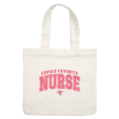 This playful design features the phrase "Cupid's Favorite Nurse" in bold pink letters, accompanied by a charming Cupid illustration.DTF Transfers