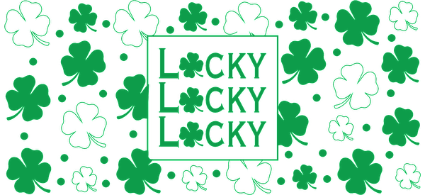 Celebrate luck with this vibrant green design featuring the word "Lucky" surrounded by clovers!UV Transfers dtf transfers dtf transfers