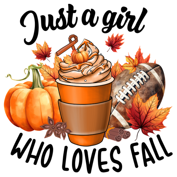 Celebrate autumn with a delightful pumpkin spice cup topped with swirled cream, surrounded by pumpkins, leaves, and a football! heat press transfers