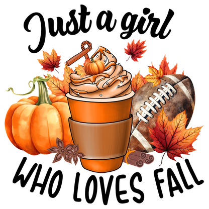 Celebrate autumn with a delightful pumpkin spice cup topped with swirled cream, surrounded by pumpkins, leaves, and a football! heat press transfers