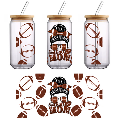 A fun graphic featuring a stylish character with a bow and glasses, surrounded by footballs, celebrating football culture.UV Transfers dtf transfers