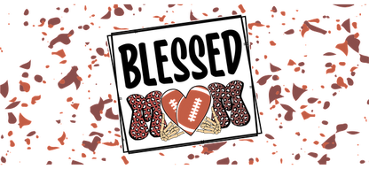 A vibrant graphic featuring stylish leopard print hearts, an illustration of hands holding a heart, and a playful background.UV Transfers heat press transfers