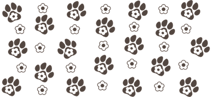 A playful pattern of various sized brown paw prints, perfect for animal-themed designs or crafts.UV Transfersdtf regular iron