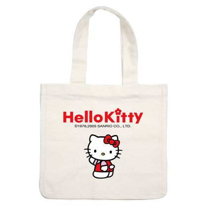 Cute Hello Kitty character in a red outfit with a matching bow, embodying charm and playfulness. Perfect for fans!DTF Transfers