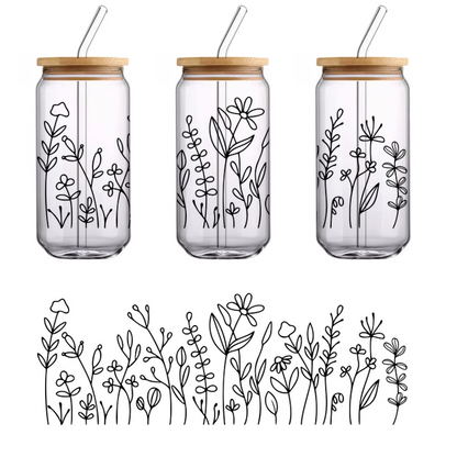 Esta imagen presenta una rosa simple y elegante dibujada a mano, que muestra sus delicados pétalos y su forma elegante. Transferencias UV