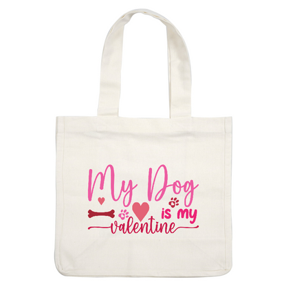 Celebrate your love for pets with this playful "My Dog is My Valentine" graphic featuring hearts and paw prints!DTF Transfers