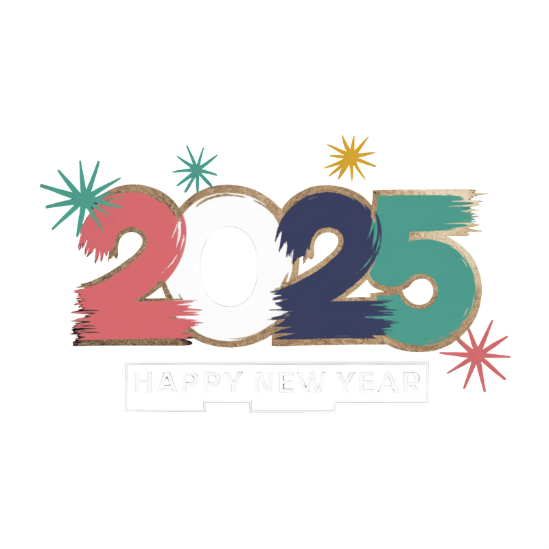 Celebrate the arrival of 2025 with this vibrant, colorful "Happy New Year" graphic featuring bold lettering and festive stars!DTF Transfers